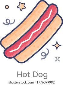 Sándwich de Hotdog en estilo plano editable 