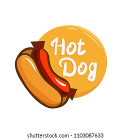 Hotdog sandwich emblem design isolated vector illustration