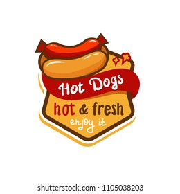 Hotdog sandwich emblem design isolated vector illustration