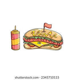 hotdog , sandwich hand drawn doodle illustrations vector set