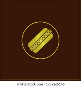 hotdog sandwich icon isolated on brown background. Vector Illustration