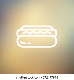 Hotdog sandwich icon thin line for web and mobile, modern minimalistic flat design. Vector white icon on gradient mesh background.