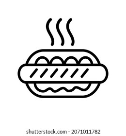 Hotdog sandwich outline icon for web and mobile, modern minimalistic flat design. Vector icon isolated on white background.