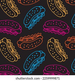 patrón de hotdog o sandwich en negro