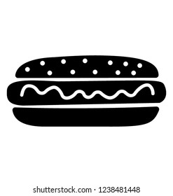 Hotdog sandwich solid icon design