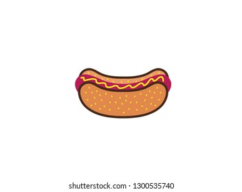 hotdog sandwich witn sausage and ketchup for logo design
