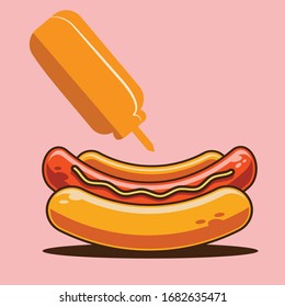 Hot dog mit Sauce - Vektorillustration