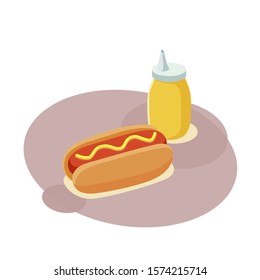 Hotdog with sauces vector isolated design