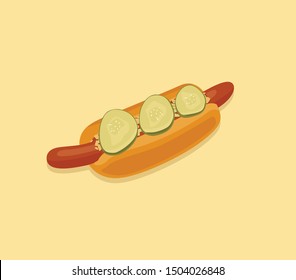 hotdog sausage cucumber vector flat