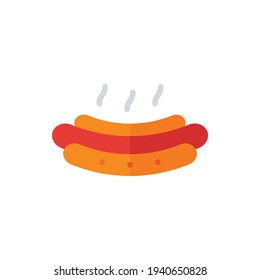 Hotdog, Sausage Flat Icon Logo Illustration Vector Isolated. Fast Food and Restaurant Icon-Set. Suitable for Web Design, Logo, App, and Upscale Your Business.