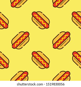 Hotdog seamless pattern. Hotdog flat design vector illustration 