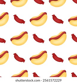 hotdog seamless pattern mesh version on white background