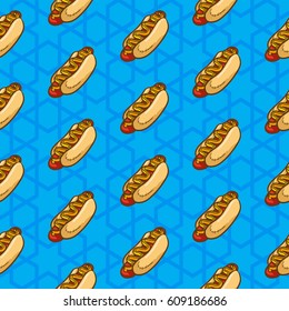 Hotdog seamless pattern vector collection