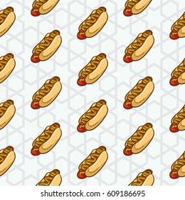 Hotdog seamless pattern vector collection