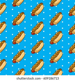 Hotdog seamless pattern vector collection
