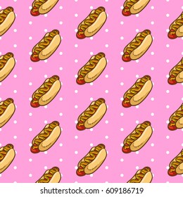 Hotdog seamless pattern vector collection