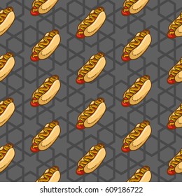 Hotdog seamless pattern vector collection