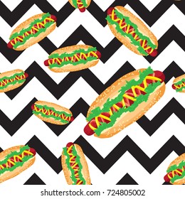 Hotdog seamless pattern vector collection