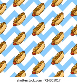 Hotdog seamless pattern vector collection