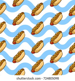 Hotdog seamless pattern vector collection