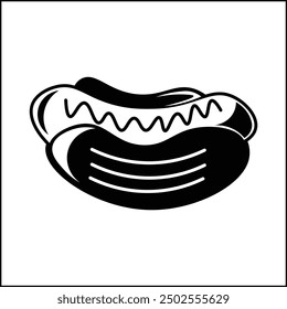 hotdog silhouette illustration vector design in black and white. suitable for logos, icons, posters, advertisements, banners, companies, t-shirt designs, stickers, websites.