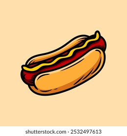 hotdog desenhado à mão simples colorir desenho de desenho animado