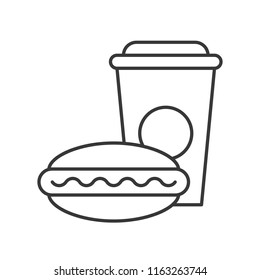 Hotdog and soft drink, Fast food outline icon