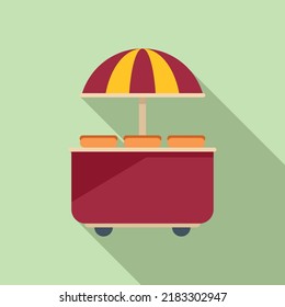 Hotdog stall icon flat vector. Hot dog cart. Food stand