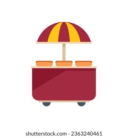 Hotdog stall icon flat vector. Hot dog cart. Food stand isolated