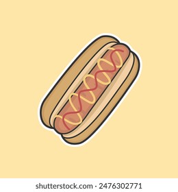 Hotdog Sticker Vector Cute Illustration