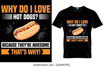 Hot-Dog t-shirt design template. Use for pod business