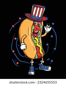 Hotdog USA Celebrating America And 4th Of July With The American Flag