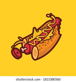 Hotdog. Vector aislado ilustración plana de comida rápida 