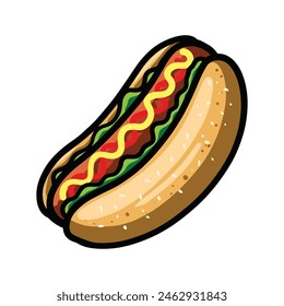 Hotdog vector cartoon illustration food logo icon