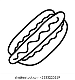 Hotdog vector doodle hand drawn illustration isolated on white background