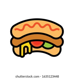 Hotdog vector, fast food related flat style icon