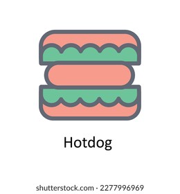 Hotdog  Vector      Fill outline Icons. Simple stock illustration stock