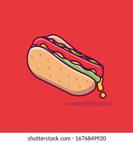 hotdog Vector Icon Illustration. Fast Food Collection. food Cartoon Style Suitable for Web Landing Page, Banner, Sticker, Background.