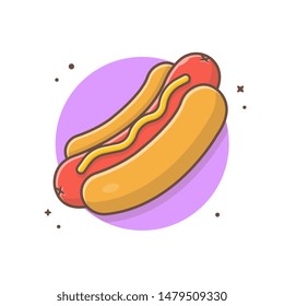 Hotdog Vector Icon Illustration. Vector Graphic. Delicious Fast Food Logo. Cafe and Restaurant Menu. Flat Cartoon Style Suitable for Web Landing Page, Banner, Flyer, Sticker, Wallpaper, Backgro