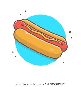 Hotdog Vector Icon Illustration. Vector Graphic. Delicious Fast Food Logo. Cafe and Restaurant Menu. Flat Cartoon Style Suitable for Web Landing Page, Banner, Flyer, Sticker, Wallpaper, Backgro