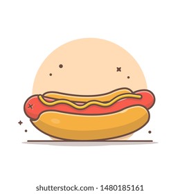 Hotdog Vector Icon Illustration. Vector Graphic. Delicious Fast Food Logo. Cafe and Restaurant Menu. Flat Cartoon Style Suitable for Web Landing Page, Banner, Flyer, Sticker, Wallpaper, Backgro