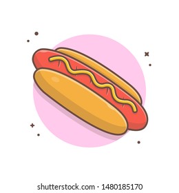 Hotdog Vector Icon Illustration. Vector Graphic. Delicious Fast Food Logo. Cafe and Restaurant Menu. Flat Cartoon Style Suitable for Web Landing Page, Banner, Flyer, Sticker, Wallpaper, Backgro