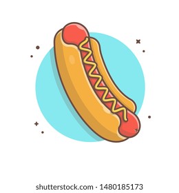 Hotdog Vector Icon Illustration. Vector Graphic. Delicious Fast Food Logo. Cafe and Restaurant Menu. Flat Cartoon Style Suitable for Web Landing Page, Banner, Flyer, Sticker, Wallpaper, Backgro