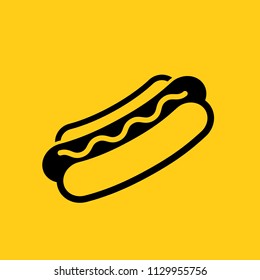 Hotdog Vector Icon Illustration Isolated On Yellow Background