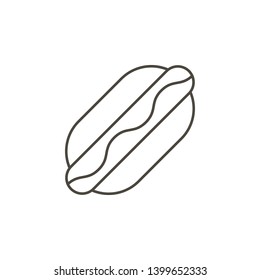 Hotdog vector icon. Simple element illustration from food concept. Hotdog vector icon on white background