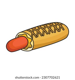 Hotdog vector icon.Color vector icon isolated on white background hotdog.