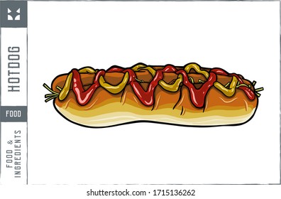 Hotdog Vector illustration - Hand drawn - Out line