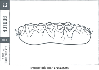 Hotdog Vector illustration - Hand drawn - Out line