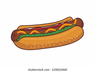 Hotdog vector illustration on isolated background 