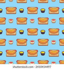 hotdog vector illustration, hotdog seamless pattern